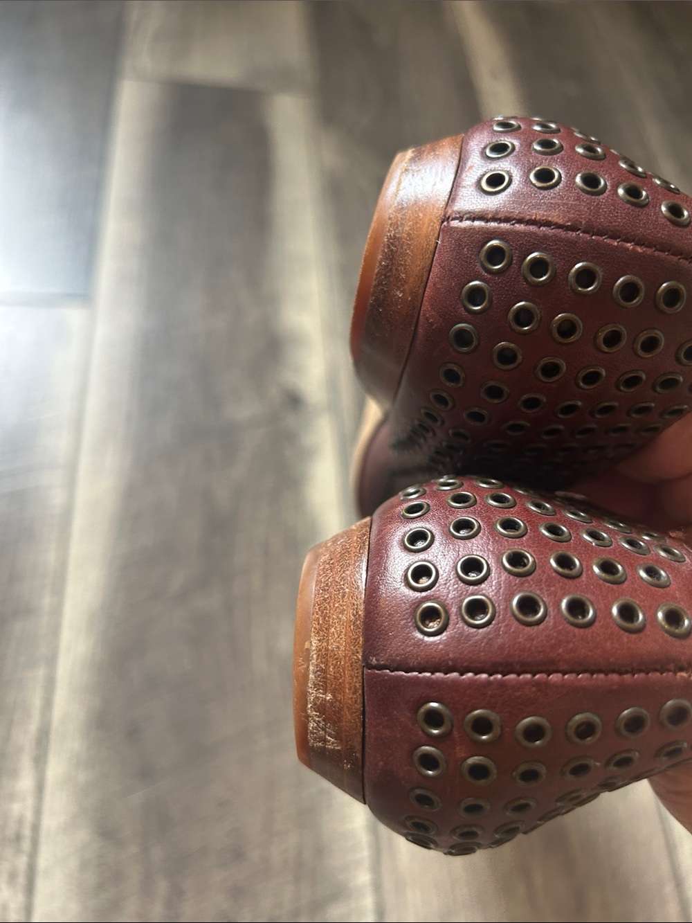 Givenchy Brown Leather Studded Pointed-Toe Flats - Picture 8 of 10